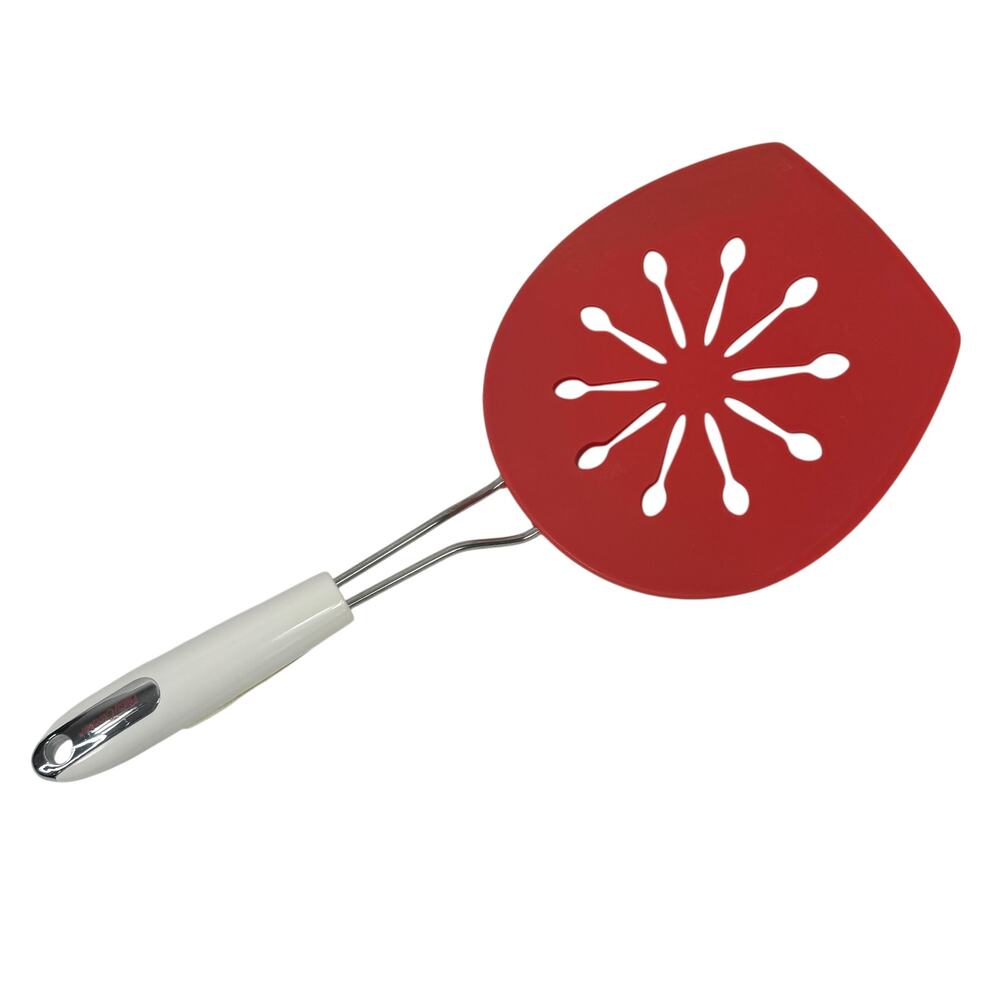 Betty Crocker Nylon Slotted Spatula Kitchen Utensil Red Wide Flipper Turner